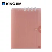 【KING JIM】Compact A4可對折活頁筆記本-透明-粉紅色