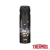 【THERMOS 膳魔師】台灣限定 米奇旅遊台灣101篇 超輕量彈蓋不鏽鋼真空保溫瓶0.5L(JNL-502MCTW-ALB)霧面黑
