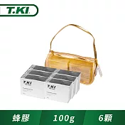 【T.KI】手工蜂膠美顏皂100gX6入組(隨機贈 金/粉 金蔥袋)