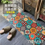 TROMSO廚房防油皮革地墊-K325六角橘藍花磚