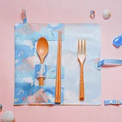 【Onor Design】OFoodin餐具收納袋(矽膠布餐具套) -雲遊白豚