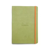 【Rhodia｜Perpetual 365】A5_象牙色萬年曆點格_精裝軟皮束帶_茴香綠