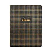 【Rhodia｜Heritage】19x25_側翻裸線裝_象牙色橫線編頁_黑色格子呢紋