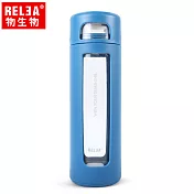 【香港RELEA物生物】420ml拾彩抗摔防震密封耐熱玻璃杯純淨藍