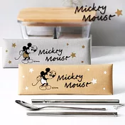 迪士尼Disney 經典米奇 環保餐具組-卡其