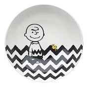 【日本YAMAKA】史努比黑白陶瓷深盤17cm ‧波浪