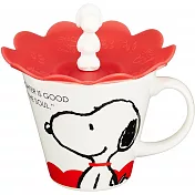 【日本YAMAKA】史努比陶瓷馬克杯(附矽膠杯蓋)340ml ‧史努比