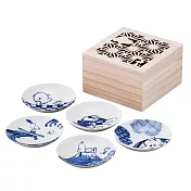 【日本YAMAKA】史努比和風藍染｜豆皿雕木禮盒組
