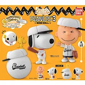 【日本正版授權】小全套3款 史努比 造型轉蛋 精裝版 P3 棒球篇 扭蛋/轉蛋 環保蛋殼 Snoopy -A組 446439A