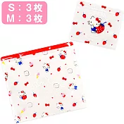 Sanrio 透明扁平夾鏈袋組 6入 密封袋 HELLO KITTY 草莓甜點紅白