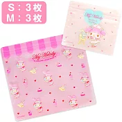 Sanrio 透明扁平夾鏈袋組 6入 密封袋 美樂蒂 咖啡廳店員 愛心甜點粉