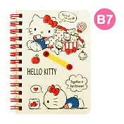 Sanrio B7 日本製線圈橫條筆記本附筆插 HELLO KITTY 熊熊金魚米