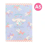 Sanrio A5 日本製平裝橫條筆記本 大耳狗 獨角獸花圈藍
