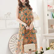 【MsMore】韓國浪漫飄逸層次冰晶雪紡紗碎花長洋裝106211M橘