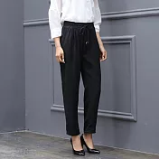 【MsMore】韓國修身鬆緊腰冰涼感顯瘦質感寬褲106220XL黑