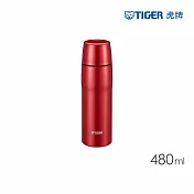 TIGER虎牌 304不鏽鋼保溫杯_日本製超輕量霧面附杯蓋480ml(MJD-A048) 紅色