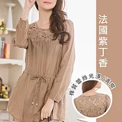 【DeMyrex】修身鏤空蕾絲刺繡上衣1013413XL卡其