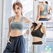【BODYAIR嚴選】美胸拼網布運動內衣(健身.瑜珈.慢跑.運動BRA) XL 黑