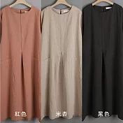 【A.Cheter】韓國森林悠靜大口袋寬鬆棉麻洋裝#106397F黑
