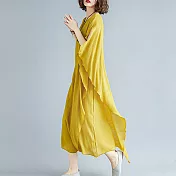 【A.Cheter】茶花女香氣飄逸女人味棉麻涼爽洋裝#106462XL黃