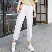 【MsMore】涼爽一下美臀型棉麻休閒哈倫褲#106474L杏