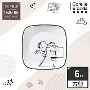 【美國康寧 CORELLE】SNOOPY復刻黑白方形6吋早餐點心盤