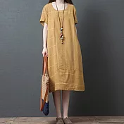 【A.Cheter】草原遼闊奔放自然寬鬆棉麻洋裝#106797 M 黃