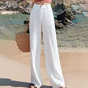 【初色】高腰清涼休閒直筒褲-共3色-95932(M-2XL可選) XL 白色