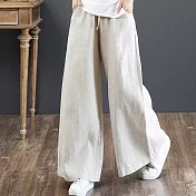 【A.Cheter】不挑身型拉高顯瘦曼妙涼爽棉麻寬褲#106790XL杏