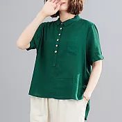 【A.Cheter】日式熊野古道自然棉麻寬鬆上衣#107022L綠