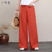 【初色】休閒顯瘦舒適寬褲-共6色-96472(M-2XL可選) M 橘紅色