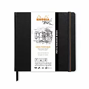 【Rhodia｜Pen & Inkwash】水墨畫冊 _空白_精裝硬皮封面_21x21cm _黑皮