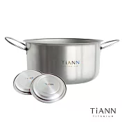 【鈦安純鈦餐具 TiANN】個性小圓鍋1.8L(可折耳)＋小鈦碟2入組 - 氣炸鍋內鍋/電鍋內鍋/露營鍋/蛋糕模具