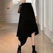 【MsMore】秋賞新款不規則裙襬搖搖長裙#107892L黑