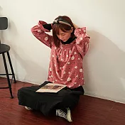 【慢。生活】磨毛可愛點點狗狗印花抽繩衫 0757　FREE粉紅色