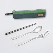 【MINE唐榮抗菌不銹鋼】流線型餐具組--和風綠
