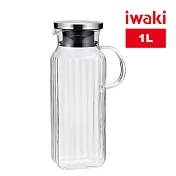 【iwaki】日本品牌耐熱玻璃不鏽鋼蓋把手冷/熱水壺-1l(方瓶)(原廠總代理)