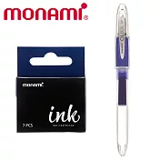 (組合包) MONAMI OLIKA EF 透明細字鋼筆+卡式墨水 靛青