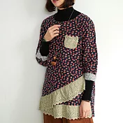 【慢。生活】層次蕾絲襬碎花上衣 FREE圖片色