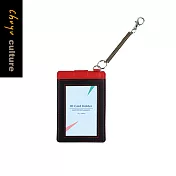 珠友 雙層扣式票卡夾/證件套/卡套/工作證/附伸縮彈簧扣 04黑