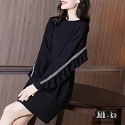 【Jilli~ko】法式設計款魚尾邊連衣裙 M/L 756  M 黑色