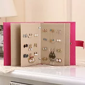 【Cap】創意皮革耳環防塵收納本 玫紅