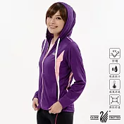 【遊遍天下】女款吸濕排汗透氣抗UV連帽外套(GJ10007) L 紫色