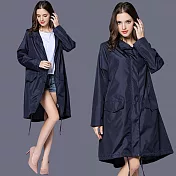【KISSDIAMOND】輕薄透氣時尚防潑水風雨衣(防風/輕巧/易收納/晴雨兩穿) M 深藍