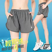 GIAT台灣製雙層防護排汗短褲(女款) S 沉穩灰