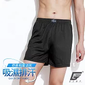 GIAT台灣製吸濕排汗鬆緊小格四角褲/平口褲 M 黑色