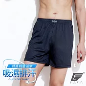 GIAT臺灣製吸濕排汗鬆緊小格四角褲/平口褲 M 深藍
