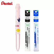 (1筆2芯)PENTEL 限量 i+五色筆管 AIUEO 粉紅桿