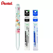 (1筆2芯)PENTEL 限量 i+五色筆管 AIUEO 淺藍桿