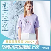 【ST.MALO】美國新發表IONIC+銀纖維抗菌99.9%花宴精品女上衣-2121WT- L 粉嫩紫